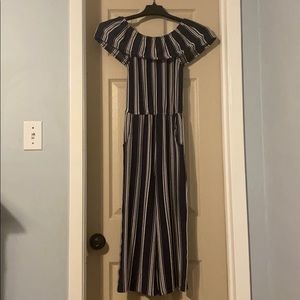 Girls size 10 Navy/White striped jumper